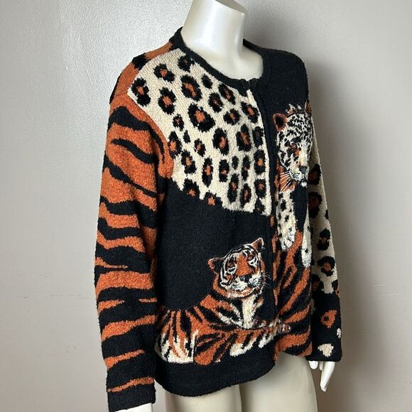 Design Options by Philip & Jane Gordon XL  Animal Print Cardigan Jacket Tiger - Picture 3 of 9